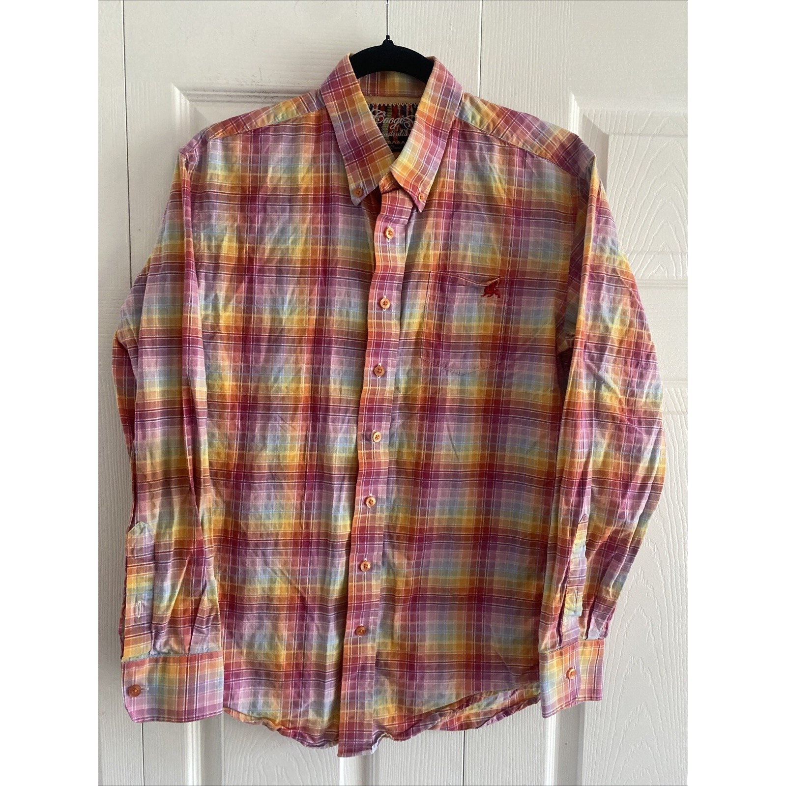 Coogi Australia Classic Fit Plaid Button Down Mens Size M Multicolor Cotton